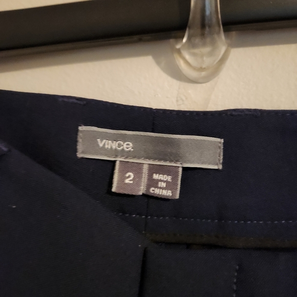 NWT Vince Wool Crepe Tuxedo Pants - Navy Blue with‎ Vibrant Blue Stripe - Size 2 - Picture 3 of 12